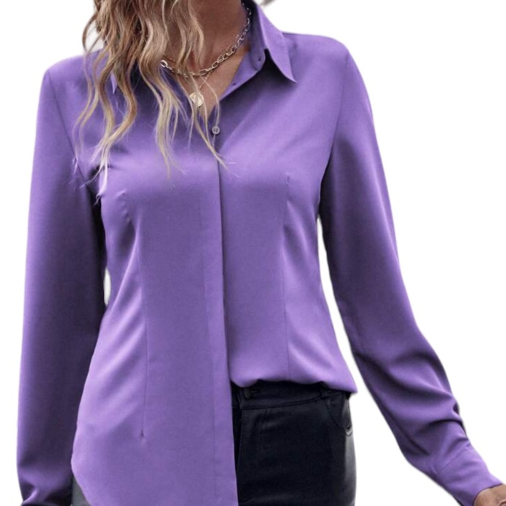 New purple button down blouse top